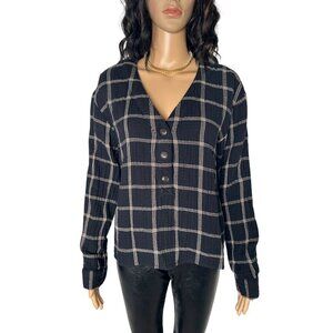 Madewell Lightspun Everet Top In Windowpane Plaid 100% Cotton Size M